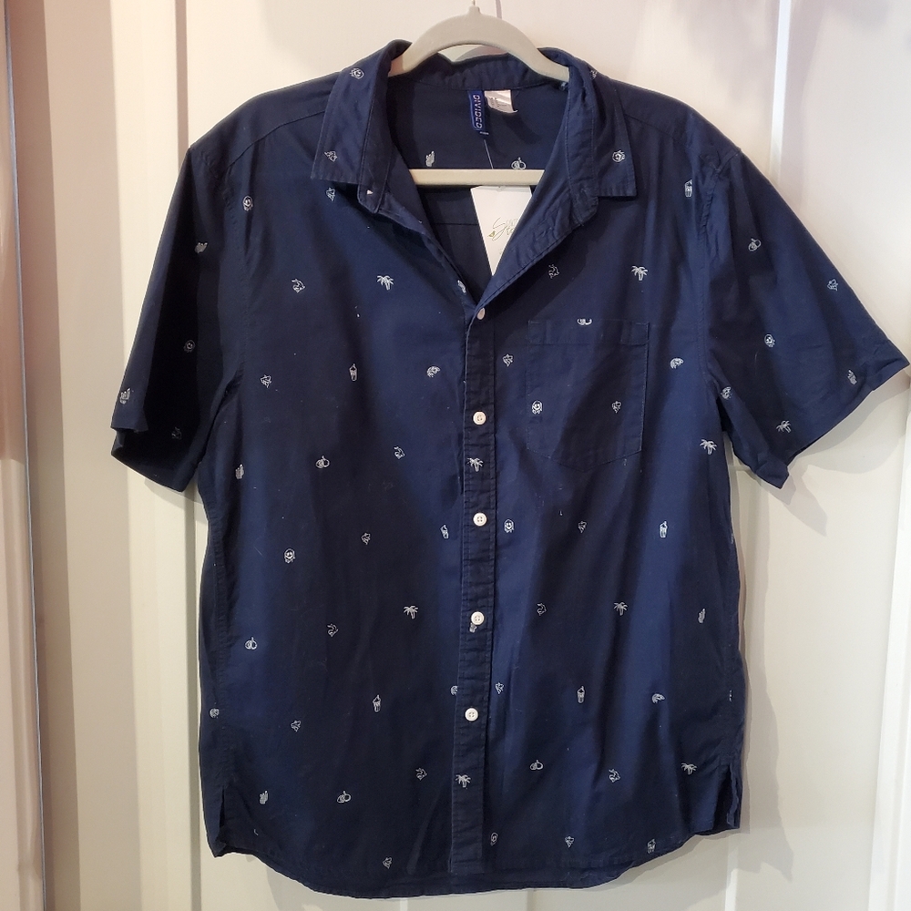 H&M Divided Navy Blue Button Down Size M